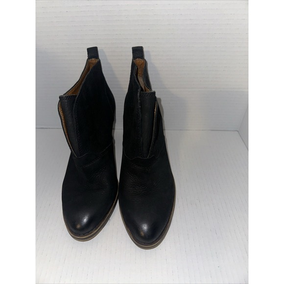 Lucky Brand Ankle Bootie Black Distressed Western Short Cowgirl Women's Size 8 - Picture 1 of 6